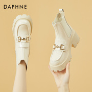 达芙妮白色切尔西靴女靴2023秋季靴子女鞋，加绒短靴厚底马丁靴