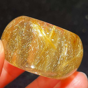 魅晶天然巴西原矿水晶晶体通透金发晶(金发晶)发丝，浓密顺发晶扳指戒指