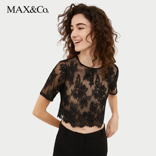 MAX&Co.2024春夏短款蕾丝花边短袖T恤6971024102maxco