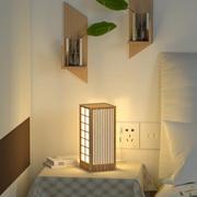 新中式创意台灯温馨护眼现代卧室遥控床头小夜灯日式木质装饰台灯