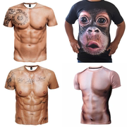 夏季胖子短袖3d立体恤，网红猴子创意大猩猩，t恤大码衣服大肚子男装