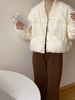 2023年冬季韩版小个子洋气针织 V领宽松加厚羽绒服女短款外套