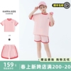 kappa纯棉女童夏季套装2024运动透气短袖T恤短裤儿童两件套