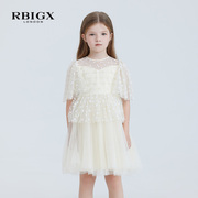 RBIGX瑞比克童装秋季拼接设计感网纱甜美公主裙连衣裙