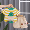 男童夏装套装洋气纯棉条纹，儿童夏季男孩衣服，1一3岁宝宝短袖两件套