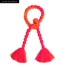 gleerainbow橙色玫红撞色手工毛线球球编织装饰项链流苏围巾
