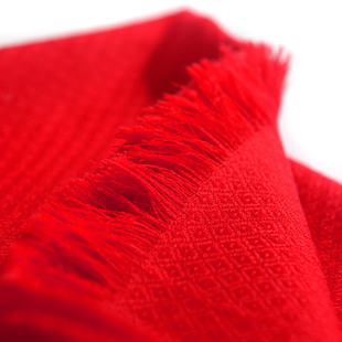 羚羊早安 春秋冬季纯色大红色羊毛保暖围巾百搭薄款长款羊绒披肩