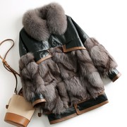 狐狸毛领女装皮草外套中长款2022冬季时尚年轻韩版真皮皮衣