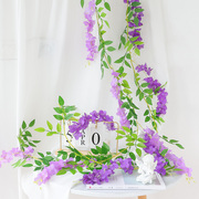 仿真紫藤花串豆花藤蔓植物，装饰紫罗兰假花藤条婚庆塑料花绢花吊顶