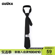 GUUKA潮牌黑色衬衫领带男女 情侣嘻哈学院风JK制服LOGO皮标领带