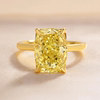 黄色宝石18K黄金925纯银4.5克拉黄色钻石缓冲切割仿真钻戒指富婆