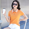 橙色女夏装短袖t恤韩版修身大码休闲百搭拼色上衣学生运动POLO衫T