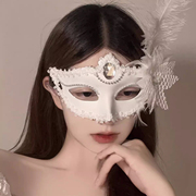 化妆舞会派对假面半脸性感蕾丝羽毛面罩万圣节面具摆拍道具头饰