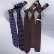 针织休闲领带男韩版正装时尚复古手打结棕色潮年轻英伦条纹领带女