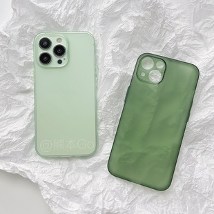 简约磨砂透明绿色适用iphone15手机壳苹果1314promax全包软壳1112minixs轻薄保护壳15plus半透外壳