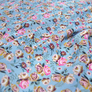 宽幅蓝底好看花朵真丝双绉连衣裙，衬衫半身裙桑，蚕丝服装布料面料