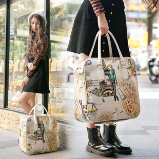 旅行包pu皮卡通女手提行李，包出差(包出差)旅游包旅行袋防水行李袋2024
