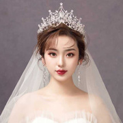 2021头饰新娘大气高级感主婚纱三件套生日，成年韩式结婚女