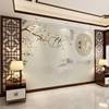 新中式山水花鸟壁纸卧室电视背景墙纸沙发装饰壁画客厅影视墙壁布