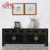 新中式家具全实木电视柜黑漆简约仿古客厅地柜混搭古典装饰储物柜