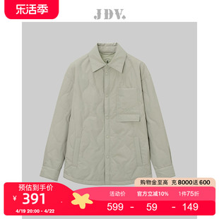 jdv男装商场同款秋冬浅灰白鸭绒短款休闲衬衫羽绒外套wdw2451