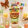 ins风小熊蛋糕气球装饰宝宝1周岁生日装饰数字气球蝴蝶结拍照道具