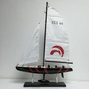 厂房客厅美洲怀帆船模型摆件组装地中海酒柜单一帆风顺船模小木船