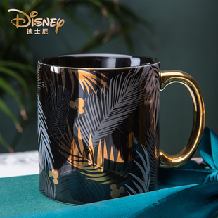 迪士尼米奇陶瓷杯带盖卡通水杯大容量时尚马克杯办公室家用咖啡杯
