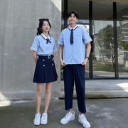 高三毕业班服学院风夏季韩版英伦JK衬衫套装短袖中小学生女短裙子