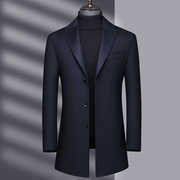 中长款羊毛呢大衣男夹克立领上衣休闲潮奢时尚修身西装领外套