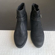 女士秋季女靴2023保暖舒适平跟女侧拉链，时尚短靴外贸大码