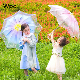 wpc.儿童雨伞长柄透明小雨伞男孩女孩小学生，上学专用安全小巧便携