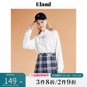 Eland衣恋美式短款宽松红色连帽长袖卫衣女舒适上衣春夏