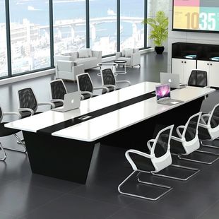会议室长桌10人简约现代培训桌条形桌椅子会议桌椅组合定制