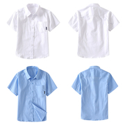 男童短袖白衬衫纯棉儿童夏季薄款白色衬衣中大童表演服小学生校服