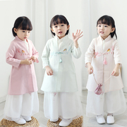 汉服女童母女装春秋，款大童中国风复古新中式棉麻，套装儿童唐装女