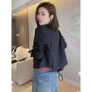 春夏小西装女2024外穿韩版高级感小个子短款休闲黑色西服上衣