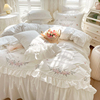 法式ins白色床单被套，床上四件套100全棉纯棉，网红公主风床裙款床品