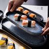 日式创意寿司盘子托盘长方形椭圆，陶瓷盘子家用餐具鱼盘子平盘餐盘