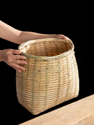 手工竹编采茶篓 大号 竹篮子 背篓 摘茶叶的篓子 塑料编织收纳筐