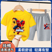 蜘蛛侠男童夏季短袖套装，2024中小童，短袖洋气卡通宝宝炸街童装