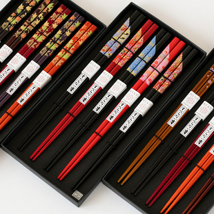 日本进口田中天然原木筷子樱花和风实木筷日式防滑木筷5双入套装