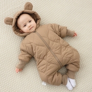 新生婴儿衣服冬款连体衣带帽加绒加厚0-1岁长袖爬服超萌洋气哈衣6