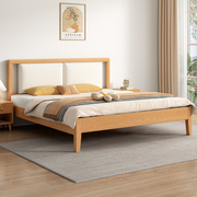 实木床现代简约北欧1.8米橡胶木主卧双人床1.5软包经济型单人床架