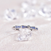 天然蓝宝石戒指925纯银跨境轻奢满钻彩宝指环女高级感