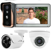 10寸有线wifi录像拍照可视门铃，配带ahd家用720p监控摄像头防水