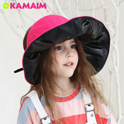 儿童遮阳帽防紫外线遮脸宝宝，渔夫帽女童黑胶，防晒帽夏季薄款太阳帽