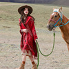 拍照好美~红色旅游围巾，青海西藏沙漠民族，风仿羊绒保暖披肩女斗篷