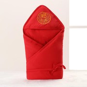 婴儿红色抱被冬季加厚夹棉保暖包被包巾小被子，新生儿春秋宝宝抱毯