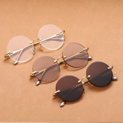 东海水晶眼镜纯石头眼镜个性，天然原石凉目太阳镜，偏光男复古圆墨镜